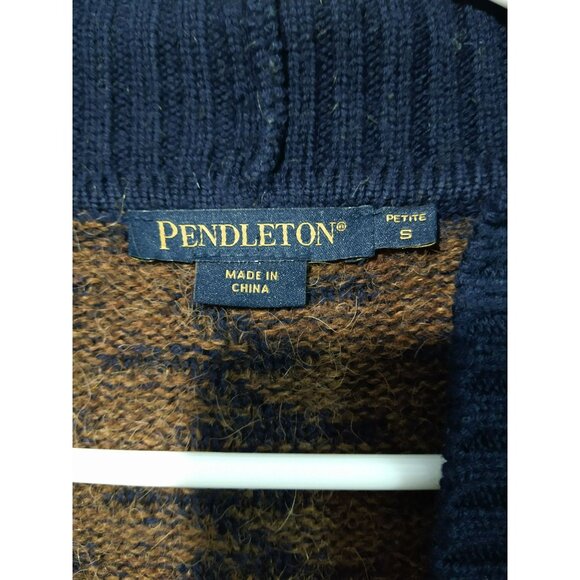 Pendleton Sweater Womens Small Petite Blue Wool Alpaca Cardigan Aztec Southwest - Picture 5 of 8